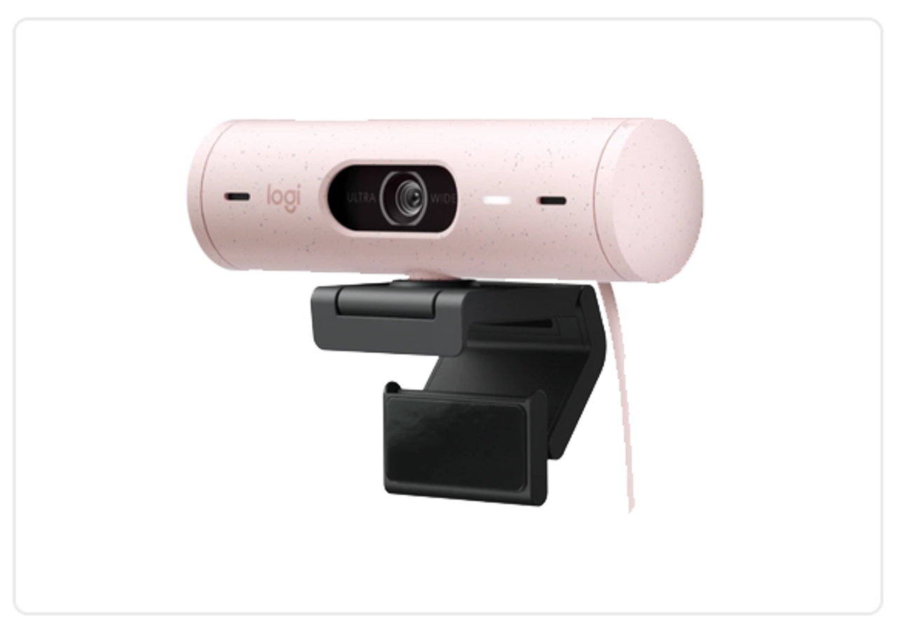 The Logitech Brio 500 in rose