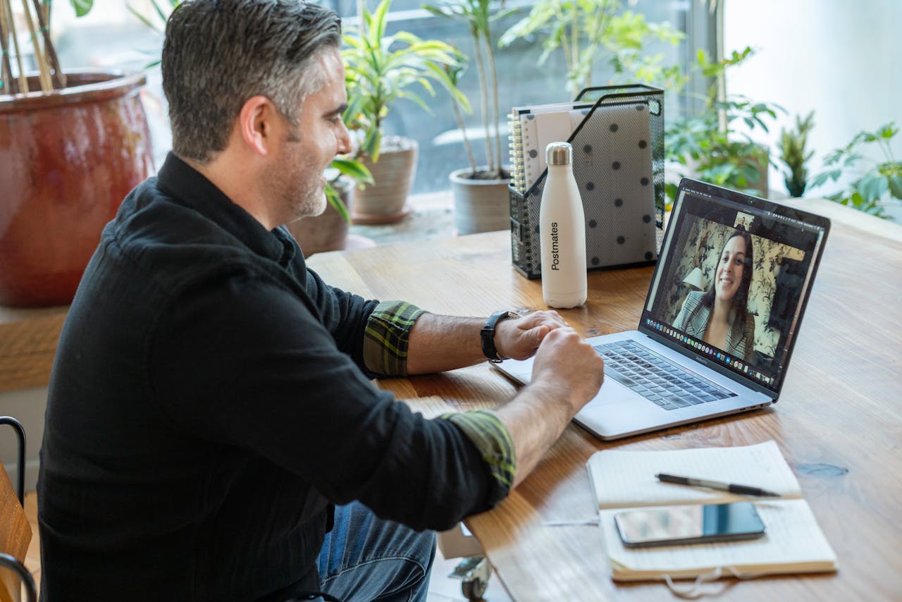 A man on a video call