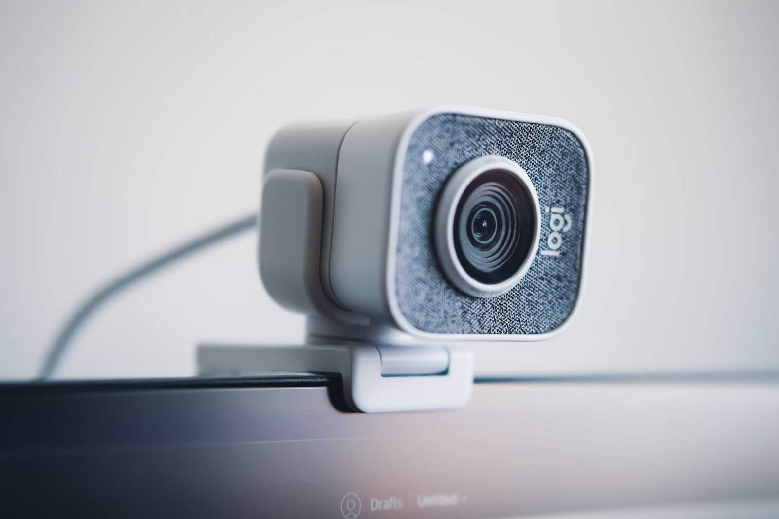 Webcam mounted on a monitor.